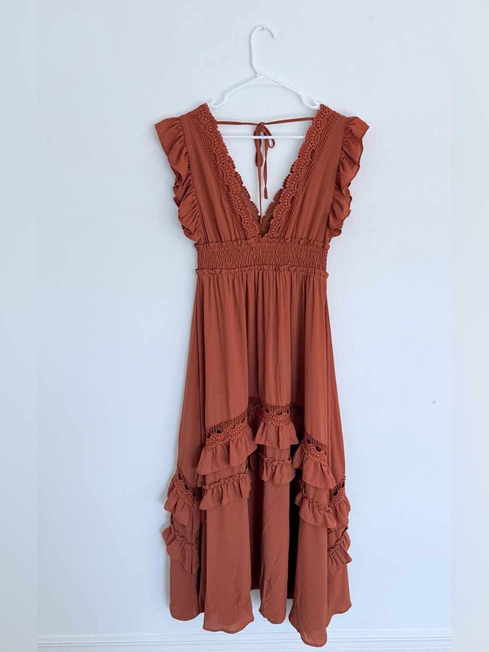 Baltic Born Maternity Rust Ruffled V-Neck Maxi Dress - Picture 2 of 6